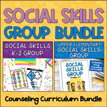Preview of Social Skills Group Counseling Curriculum Bundle for K-2 and 3-5