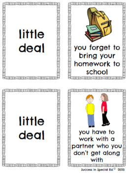 Social Skills Identifying Big Deal vs Little Deal Memory Matching Cards