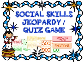 Preview of Social Skills Jeopardy/Quiz Game for Speech Therapy, Counseling - HFA, ASD
