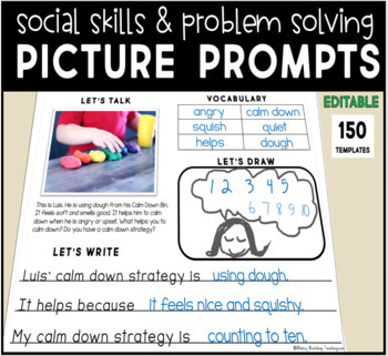 Preview of Social Skills Journal Prompts - PAPERLESS and EDITABLE Writing Templates