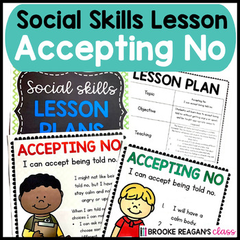 Preview of Social Skills Lesson: Accepting No Social Story and Activities