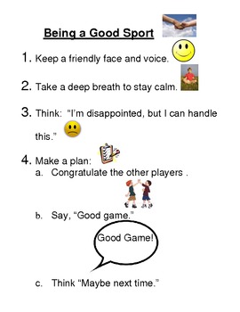 Preview of Social Skills Lesson "Being a Good Sport"