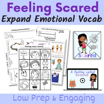 Preview of Social Skills Lesson - Feeling Scared Social Skills Story & Activities - SEL 