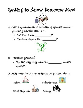 Preview of Social Skills Lesson "Getting to Know Someone New"
