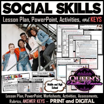 Preview of Social Skills Lesson, PowerPoint, and Activities (Print and Digital)