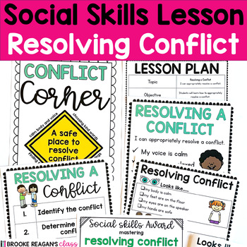 Preview of Social Skills Lesson: Resolving a Conflict Social Story and Activities