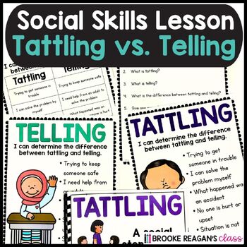 Preview of Social Skills Lesson: Tattling Vs. Telling Social Story and Activities