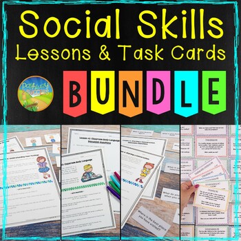 Preview of Social Skills Lessons, Worksheets & Task Cards Bundle