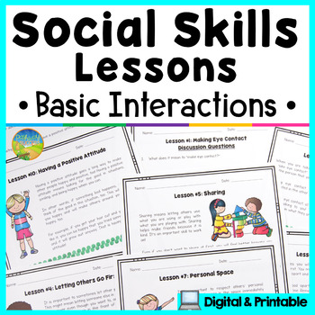 Preview of Social Skills Lessons & Worksheets for Basic Interactions