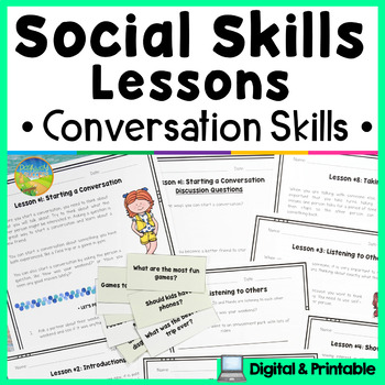 Preview of Social Skills Lessons & Worksheets for Conversations