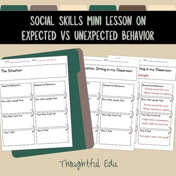 Preview of Social Emotional Learning Lessons on Expected vs Unexpected Behavior