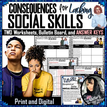 Preview of Social Skills - Consequences for Lacking Social Skills Worksheets and KEYS