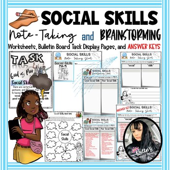 Preview of Social Skills Note-Taking and Brainstorming Worksheets, Bulletin Boards, & KEYS