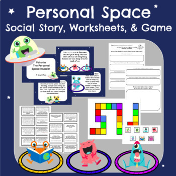 Preview of Social Skills-Personal Space Lesson K-5th: Social Story, Game, and Worksheets