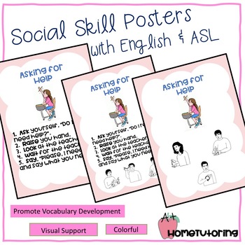 Preview of Social Skills Posters With English & Fingerspelling