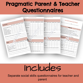 Preview of Social Skills/Pragmatic questionnaire for Teachers and Parents