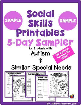 Preview of Social Skills Printables for Students with Autism SAMPLER - Free