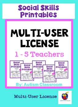 Preview of Social Skills Printables for Students w/ Autism: School Site License (1-5 Users)