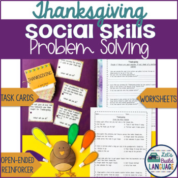 Preview of Social Skills Problem Solving: Thanksgiving with BONUS Boom Cards