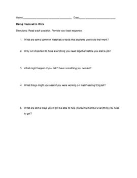 Preview of Social Skills Questions for Special Education Students Middle School to HS