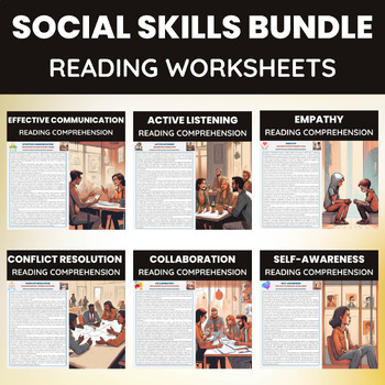 Preview of Social Skills Reading Comprehension Worksheets Bundle