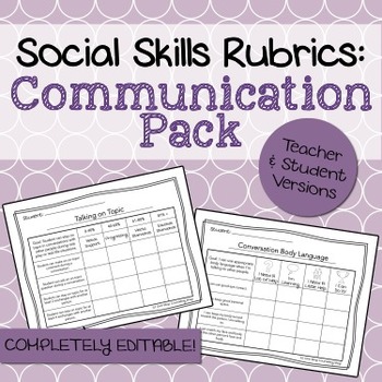 Preview of Social Skills Rubrics: Communication Pack