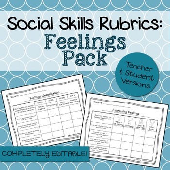 Preview of Social Skills Rubrics: Feelings Pack