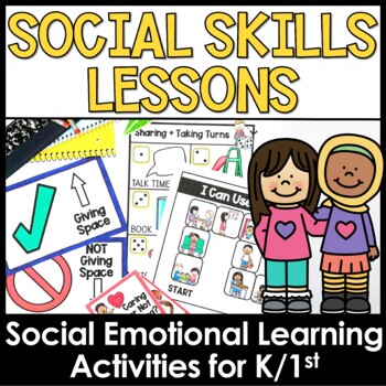 Preview of Social Skills SEL Lessons for Sharing, Personal Space, and Kindness