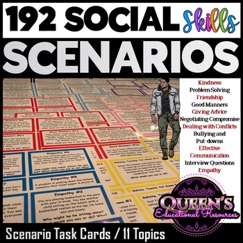 Preview of Social Skills Scenario Task Cards | Situation Cards | Social Skills