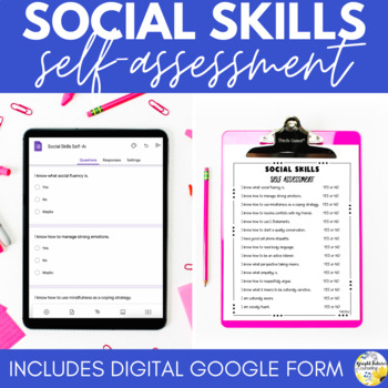 Preview of Social Skills School Counseling Self-Assessment