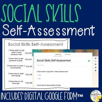 Preview of Social Skills Self-Assessment Editable School Counseling Data Collection Tool
