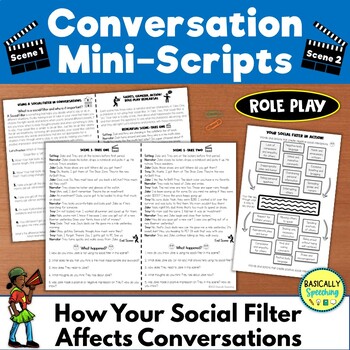 Preview of Social Skills Social Filter Activity, Role-Play Scenarios for Older Students