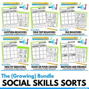 Preview of Social Skills Sorts The Bundle Printable and Digital