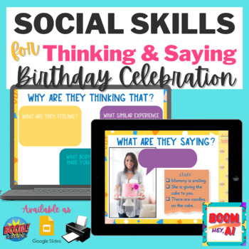 Preview of Social Skills | Speech Therapy | BOOM CARDS printable GOOGLE SLIDES | emotions