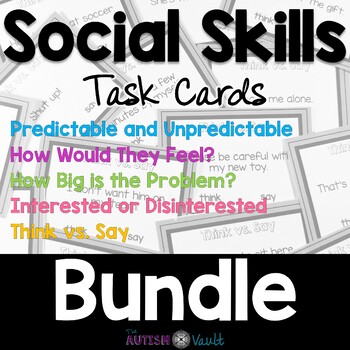 Preview of Social Skills Task Cards Bundle Social Emotional Activities and Games