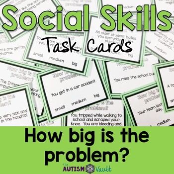 Preview of Social Skills Task Cards - How big is the problem? Social Emotional Activities