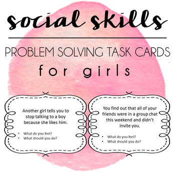 Preview of Social Skills Problem Solving Task Cards - Girls