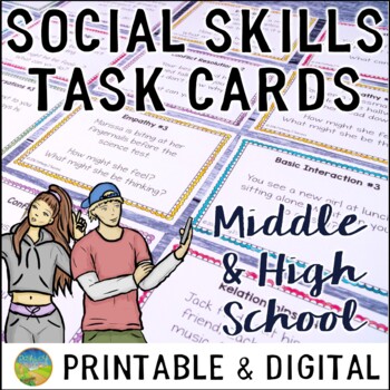 Preview of Social Skills Task Cards for Middle & High School SEL Activities