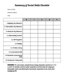 Social Skills Teacher Checklist Summary