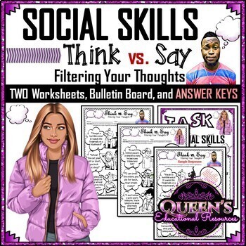 Preview of Social Skills | Think vs. Say | Communication Skills | Filters | Good Manners