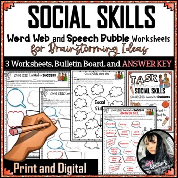 Preview of Social Skills Word Web Worksheets, Bulletin Board, and ANSWER KEY