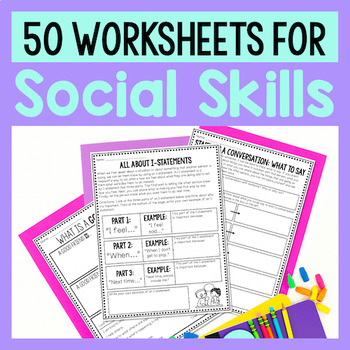 Preview of Social Skills Worksheets For Lessons On Friendship, Conversation Skills, Etc.