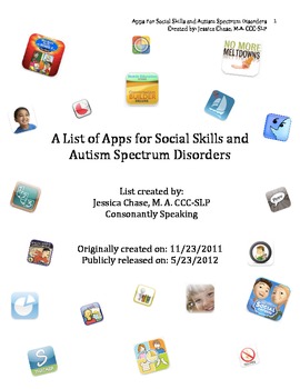 Preview of Social Skills and Autism Spectrum Disorders Application List
