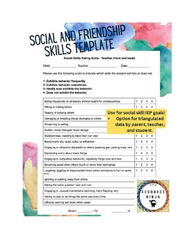 Preview of Social Skills and Friendship Skills Rating Scales