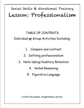 Preview of Social Skills and Professionalism
