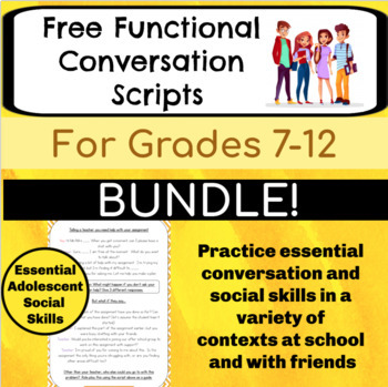 Preview of Social Skills for Middle & High School - Conversation Scripts