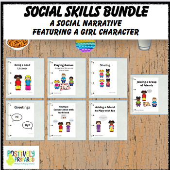Preview of Social Skills Social Narrative Bundle - featuring a girl character