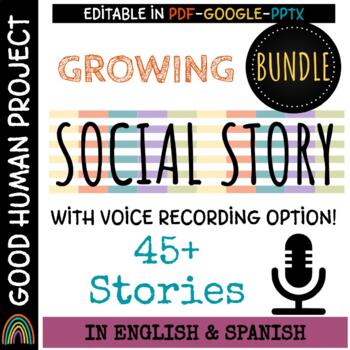 Preview of *GROWING BUNDLE* 50+ Social Stories | English & Spanish | Social Story Book