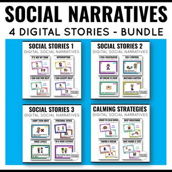 Preview of Social Narratives Boom Cards Bundle Digital SEL Support with Audio