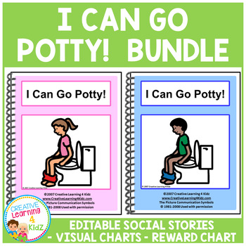 Preview of Social Stories I Can Go Potty! (Editable) Bundle Toilet Training